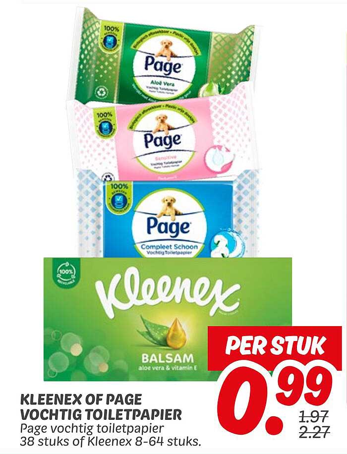 KLEENEX OF PAGE VOCHTIG TOILETPAPIER