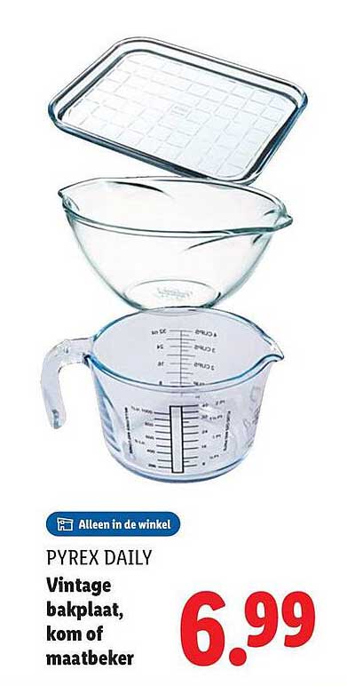 PYREX DAILY Vintage bakplaat, kom of maatbeker