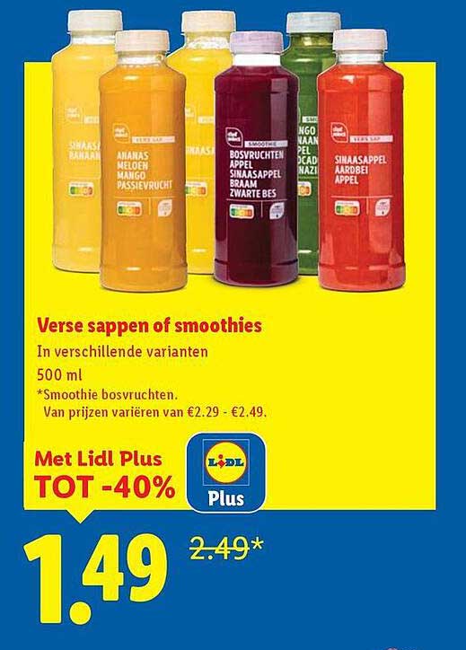 Verse sappen of smoothies