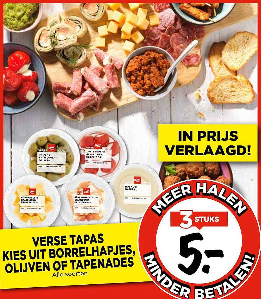 VERSE TAPAS KIES UIT BORRELHAPJES, OLIVEN OF TAPENADES