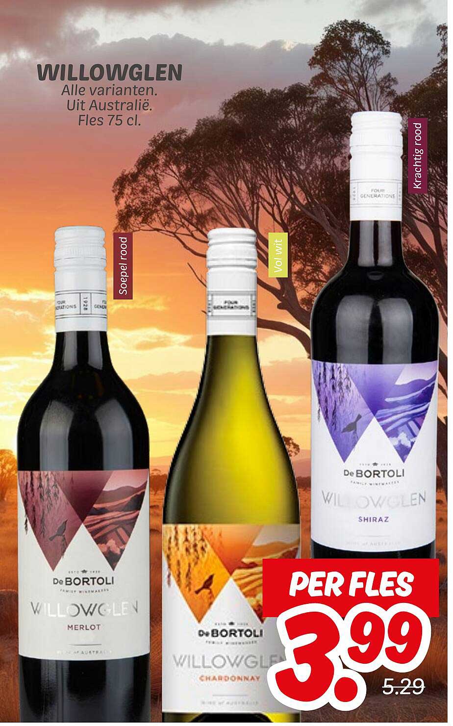 WILLOWGLEN - Alle varianten. Uit Australië. Fles 75 cl.