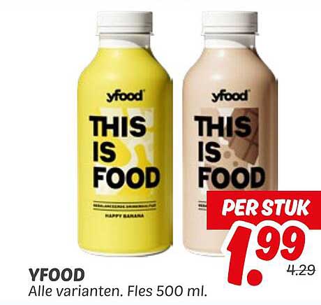YFOOD - Alle varianten. Fles 500 ml.
