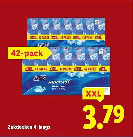 Zakdoeken 4-laags - Floraly's - 42-pack