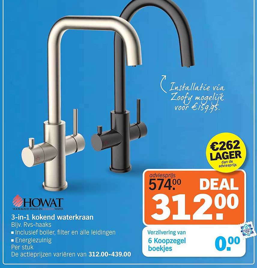 3-in-1 kokend waterkraan
