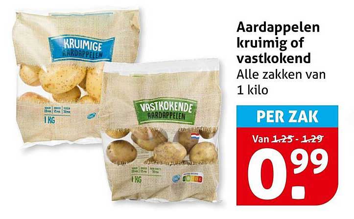 Aardappelen kruimig of vastkokend Alle zakken van 1 kilo PER ZAK
