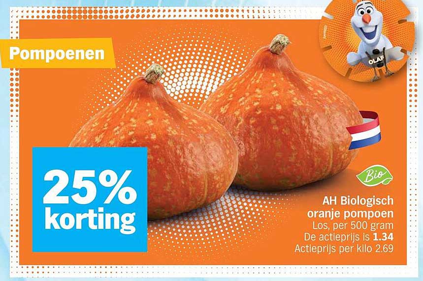 AH Biologisch oranje pompoen 25% korting