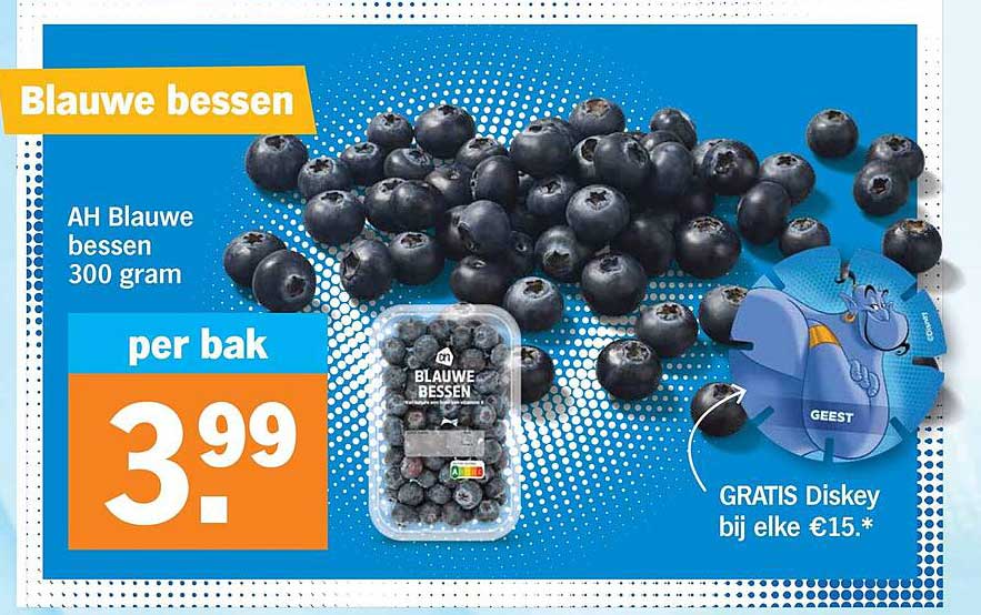 AH Blauwe bessen 300 gram per bak GRATIS Diskey bij elke €15.*