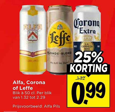 Alfa, Corona of Leffe 25% KORTING