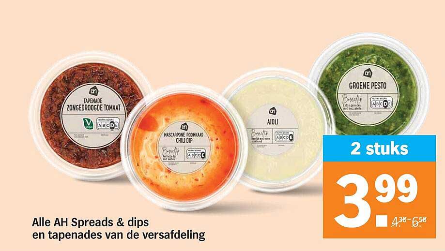 Alle AH Spreads & dips en tapenades van de versafdeling