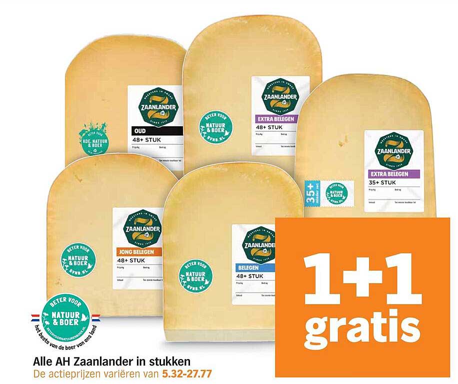 Alle AH Zaanlander in stukken 1+1 gratis
