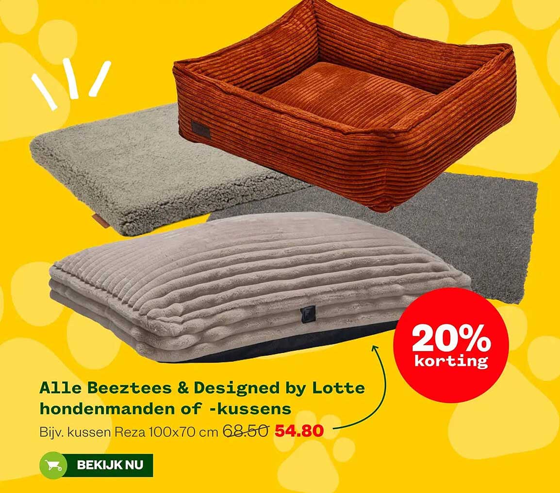 Alle Beeztees & Designed by Lotte hondenmanden of -kussens 20% korting