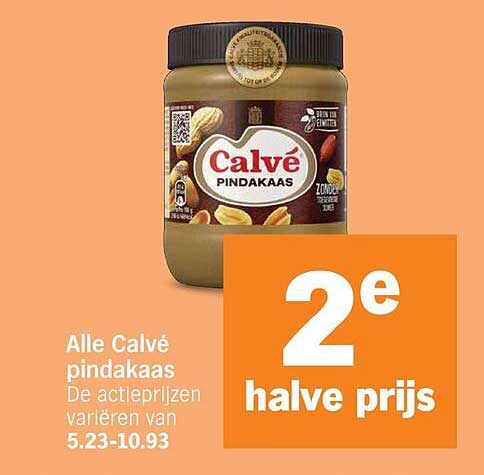Alle Calvé pindakaas 2e halve prijs