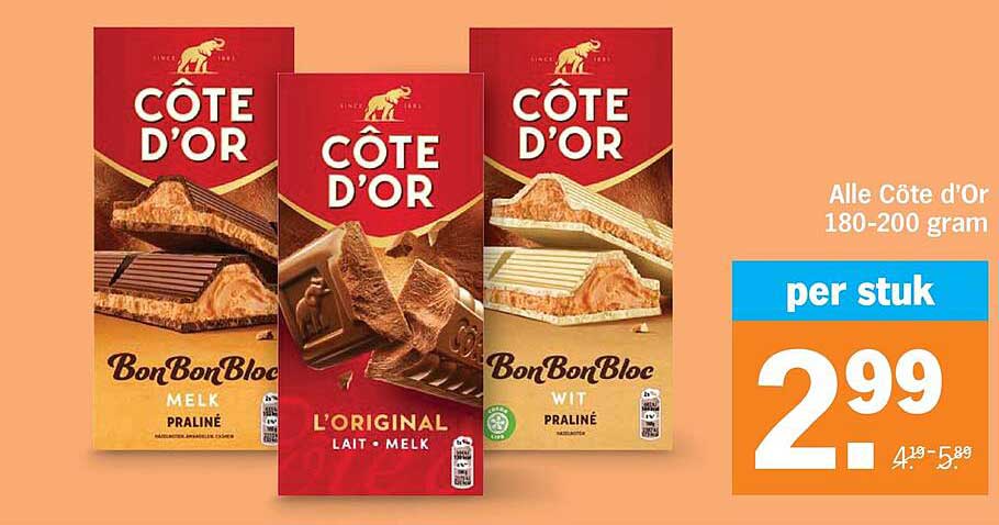 Alle Côte d'Or 180-200 gram per stuk