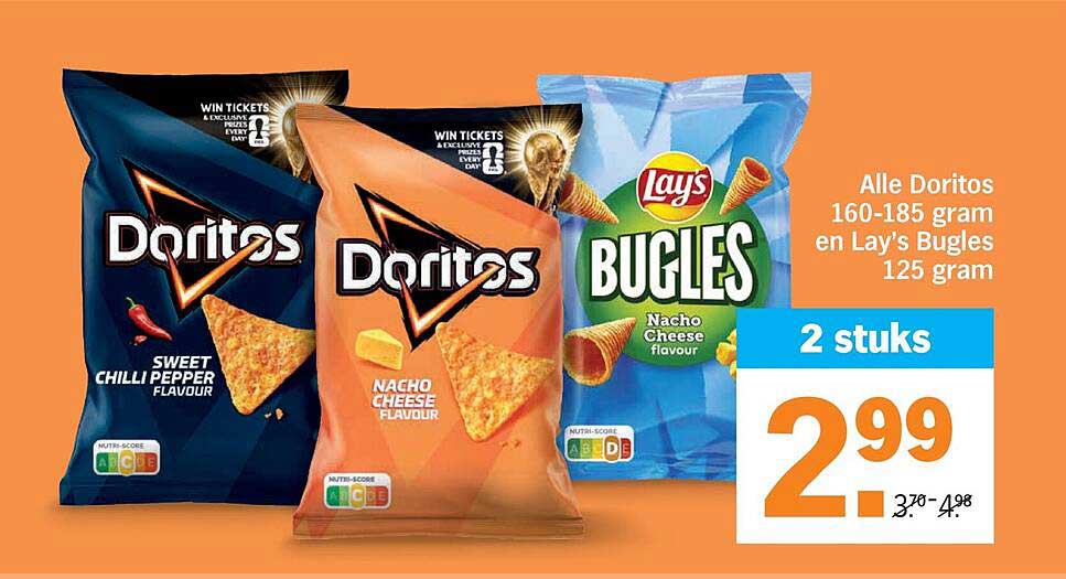 Alle Doritos 160-185 gram en Lay's Bugles 125 gram 2 stuks