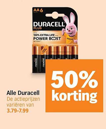 Alle Duracell 50% korting