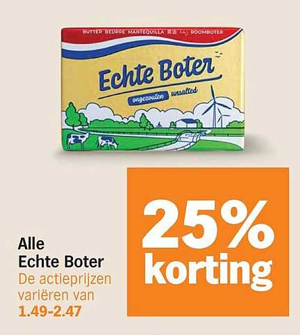 Alle Echte Boter 25% korting