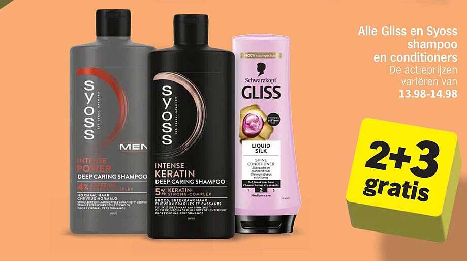 Alle Gliss en Syoss shampoo en conditioners 2+3 gratis