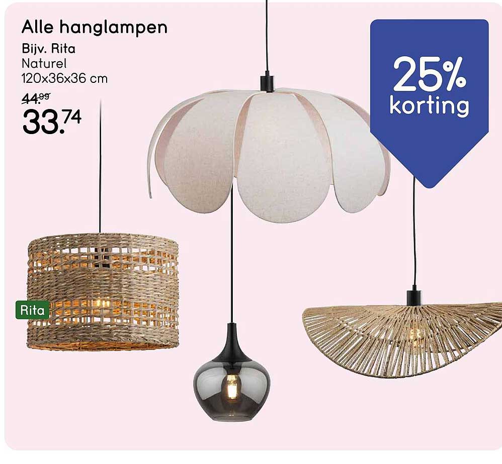 Alle hanglampen Bijv. Rita Naturel 120x36x36 cm