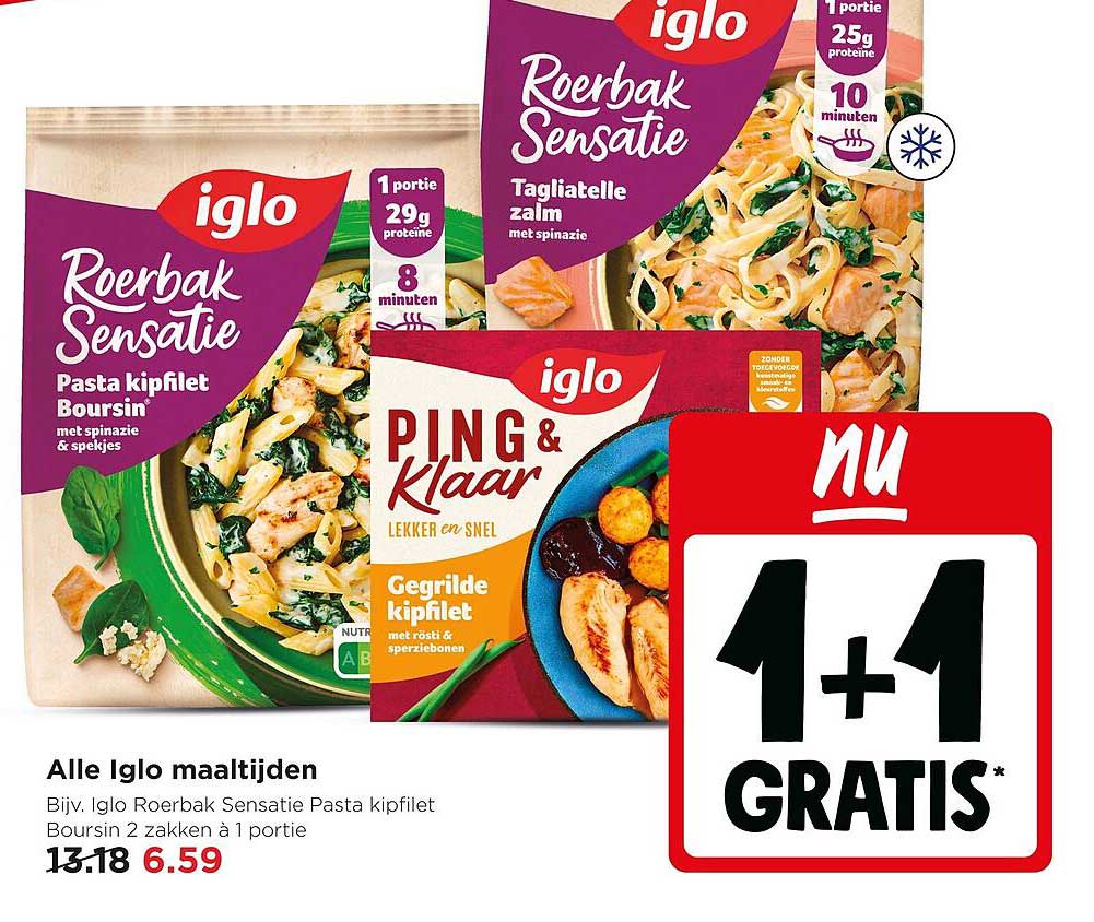 Alle Iglo maaltijden 1+1 gratis