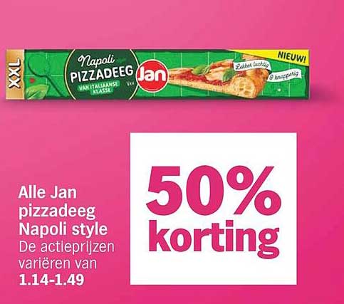 Alle Jan pizzadeeg Napoli style 50% korting