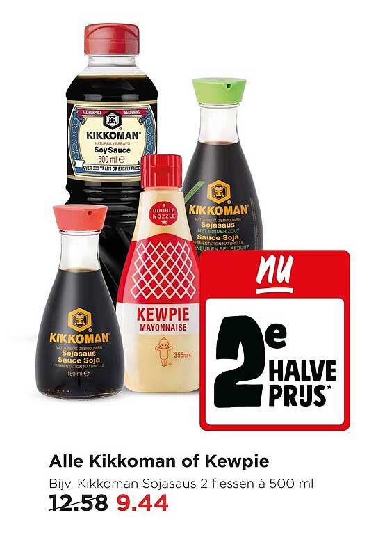 Alle Kikkoman of Kewpie 2e halve prijs