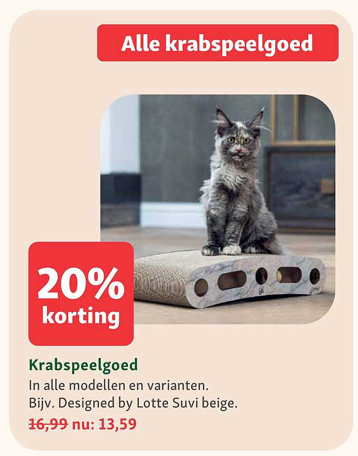 Alle krabspeelgoed 20% korting