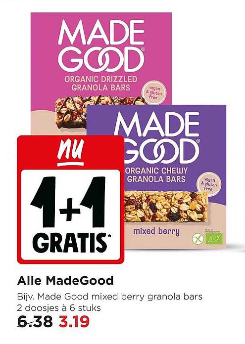 Alle MadeGood 1+1 gratis