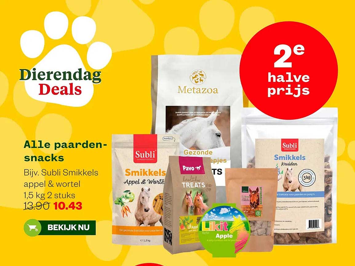 Alle paarden-snacks 2e halve prijs