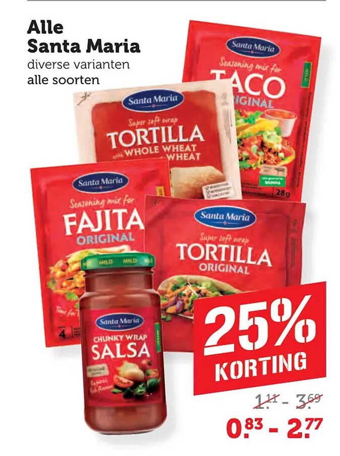 Alle Santa Maria diverse varianten alle soorten 25% KORTING