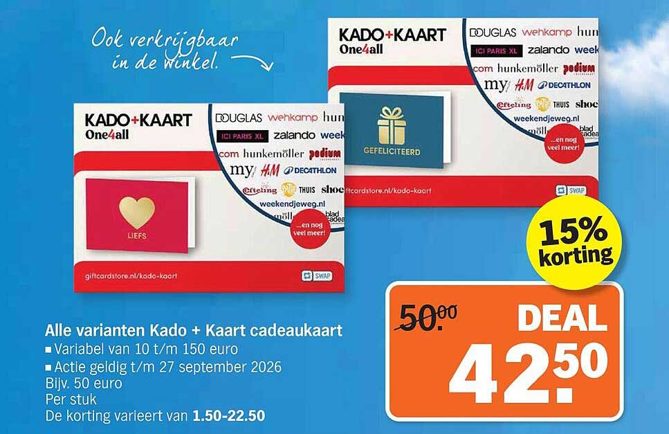 Alle varianten Kado + Kaart cadeaubon