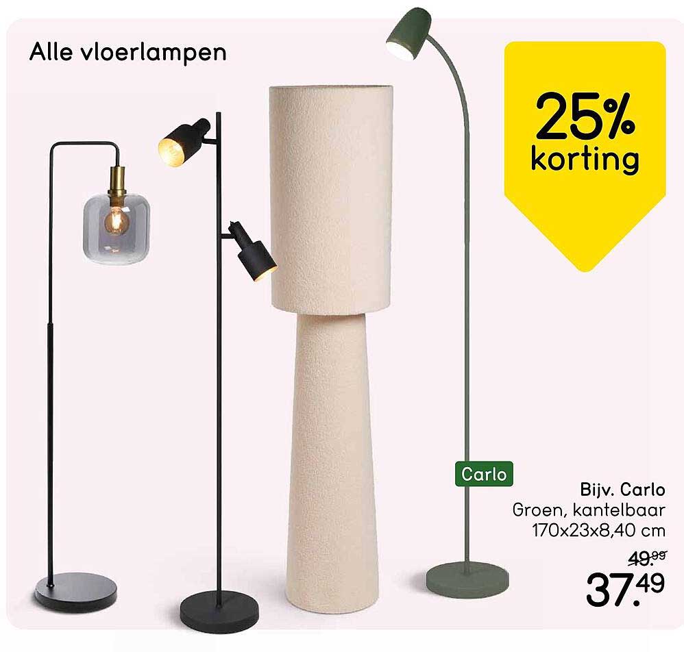 Alle vloerlampen 25% korting