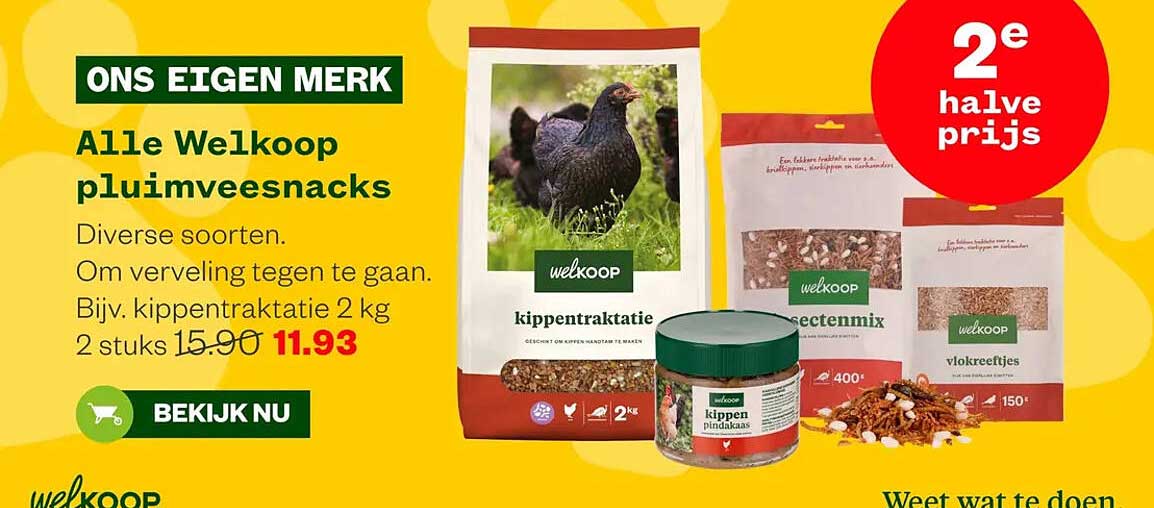 Alle Welkoop pluimvee snacks 2e halve prijs