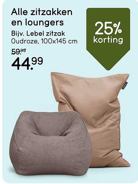 Alle zitzakken en loungers Bijv. Lebel zitzak Oudroze, 100x145 cm 25% korting