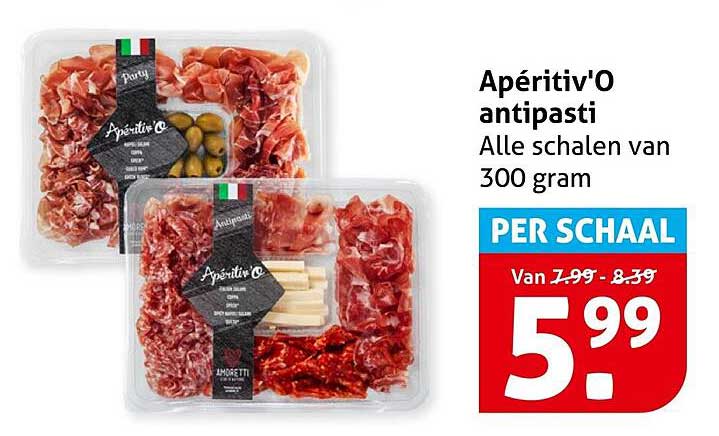 Apéritiv'O antipasti Alle schalen van 300 gram PER SCHAAL