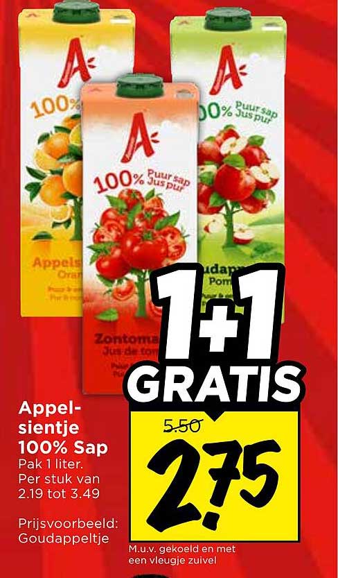 Appelsientje 100% Sap 1+1 GRATIS