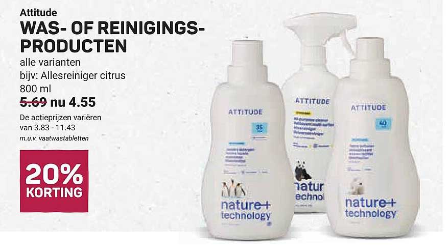 Attitude was- of reinigingsproducten 20% korting