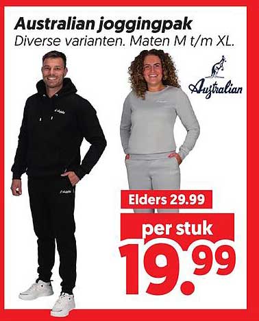 Australian joggingpak Diverse varianten. Maten M t/m XL.