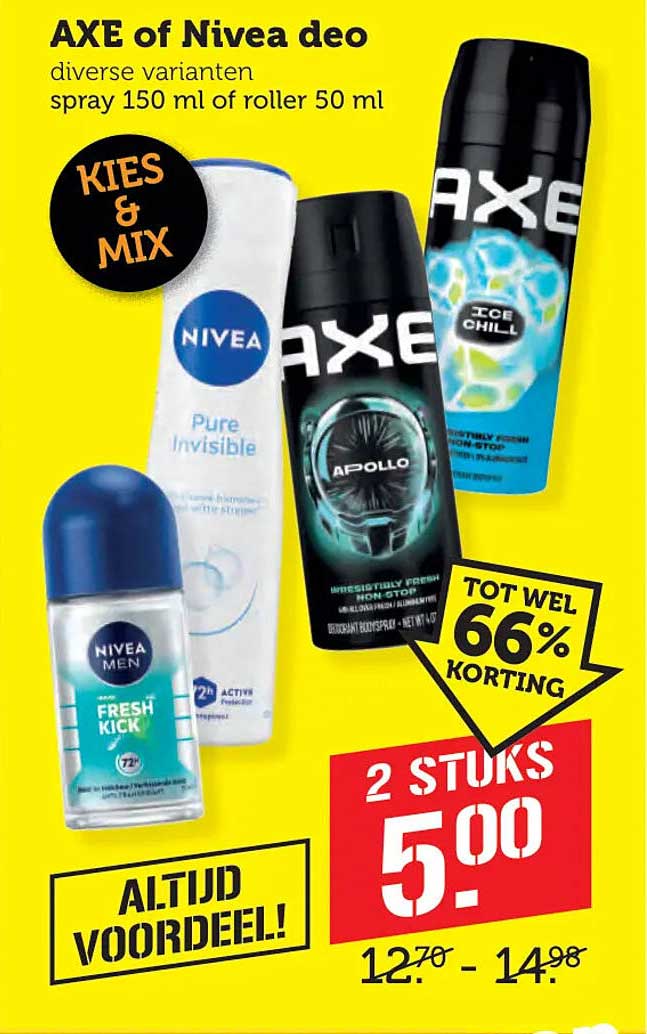 AXE of Nivea deo diverse varianten spray 150 ml of roller 50 ml KIES & MIX