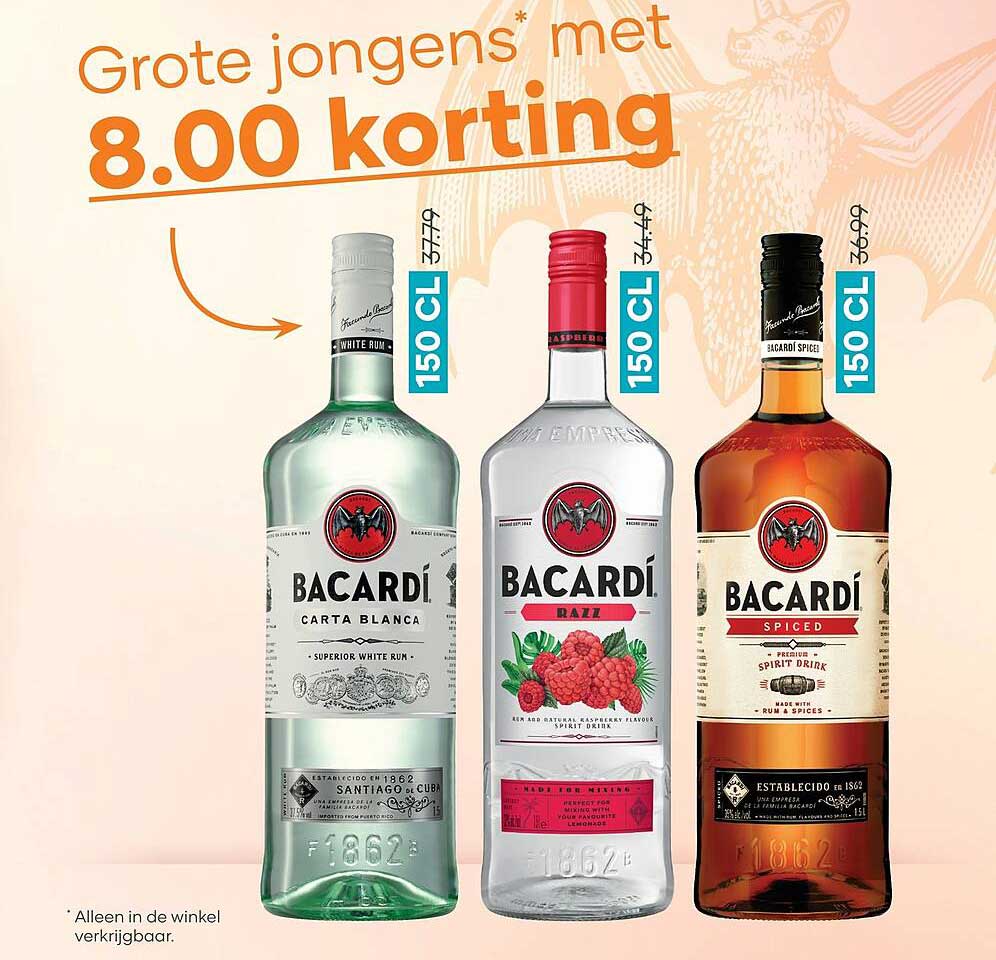 Bacardí 150 cl 8.00 korting