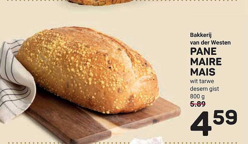 Bakkerij van der Westen PANE MAIRE MAIS wit tarwe desem gist 800 g