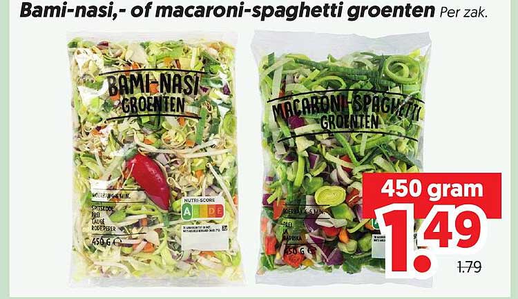 Bami-nasi,- of macaroni-spaghetti groenten Per zak.