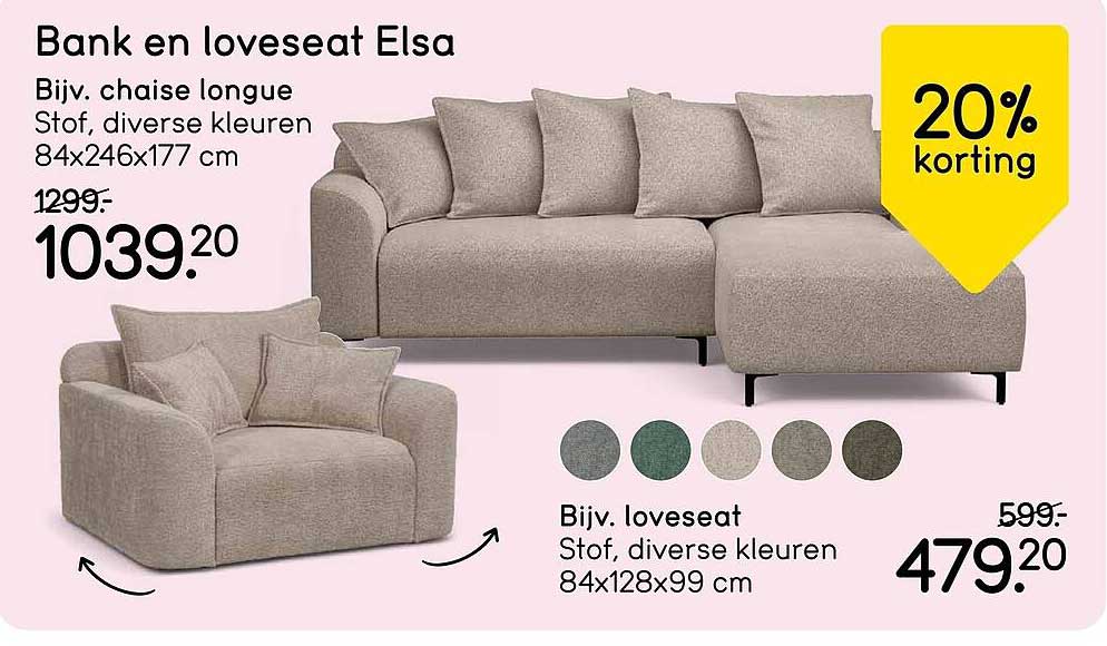 Bank en loveseat Elsa