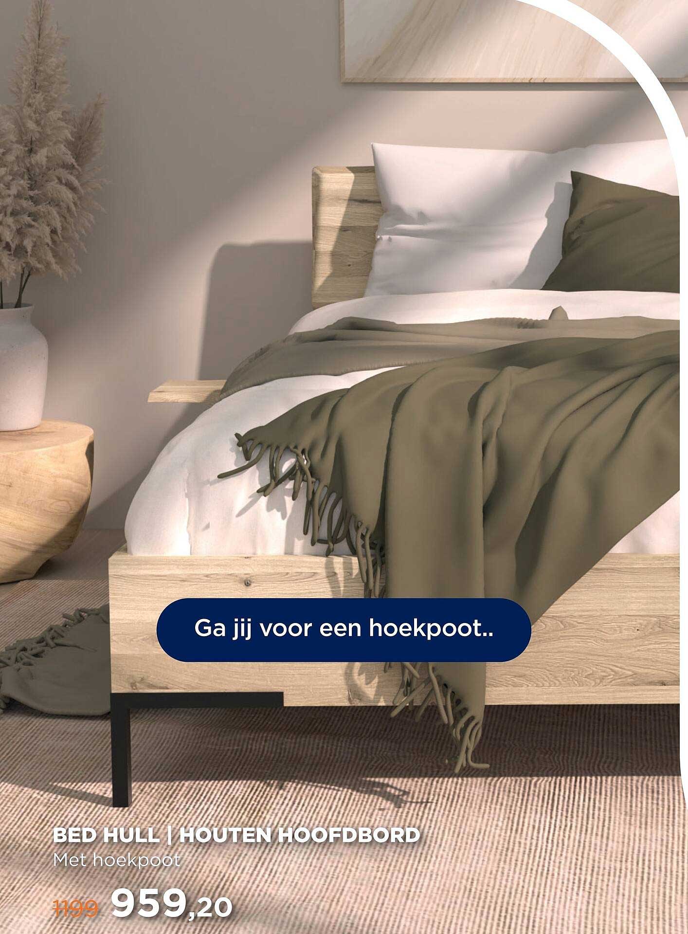 BED HULL | HOUTEN HOOFDBOORD Met hoekpoot