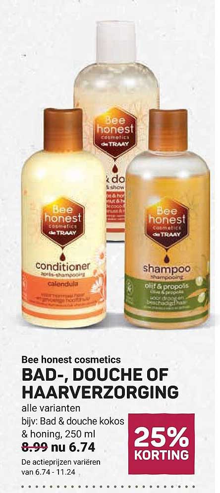 Bee honest cosmetics BAD-, DOUCHE OF HAARVERZORGING 25% KORTING