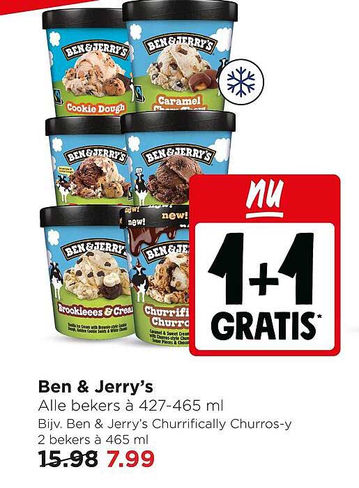 Ben & Jerry's Alle bekers à 427-465 ml 1+1 GRATIS
