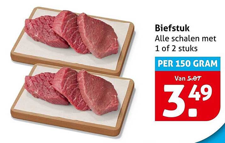Biefstuk Alle schalen met 1 of 2 stuks