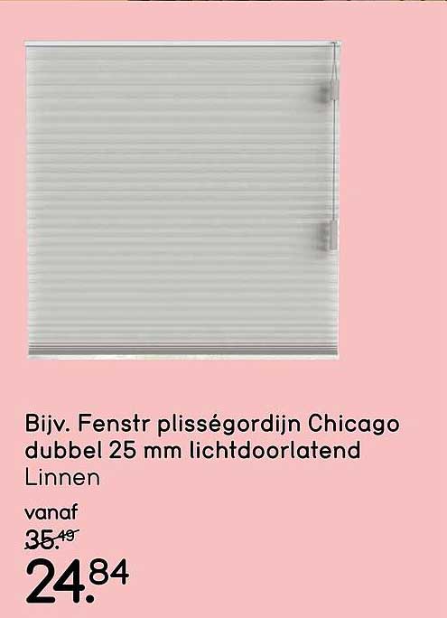 Bijf. Fenstr plisségordijn Chicago dubbel 25 mm lichtdoorlatend Linnen