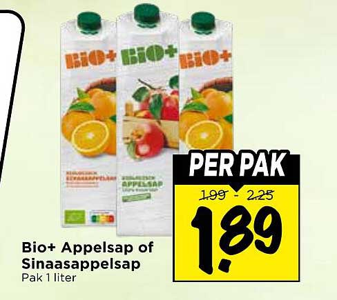 Bio+ Appelsap of Sinaasappelsap Pak 1 liter