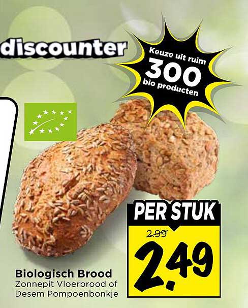 Biologisch Brood Zonnepit Vloerbrood of Desem Pompoenbonkje