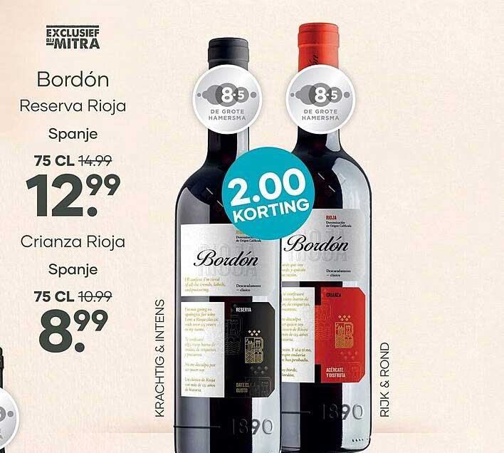 Bordón Reserva Rioja Spanje 75 CL 2.00 KORTING